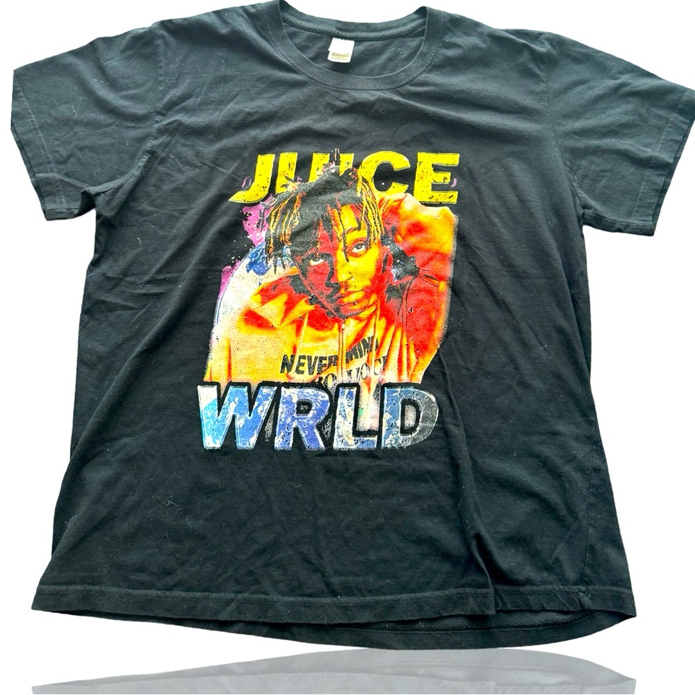 Juice Wrld Weathered Concert Tee: Heavy Wear in Print: Adult Large